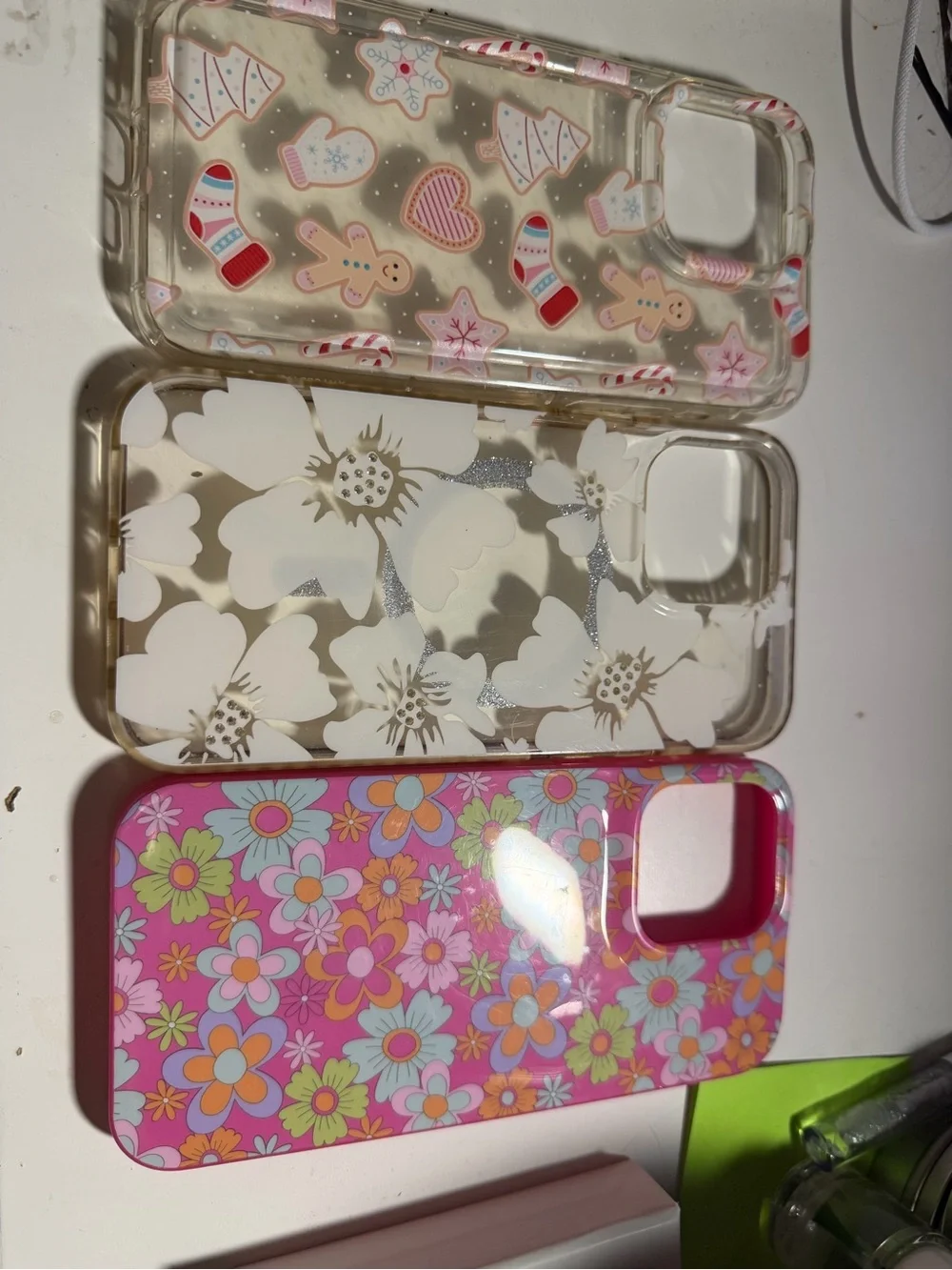 iPhone 14 pro max Case Bundle - Floral White & Pink Patterned Designs